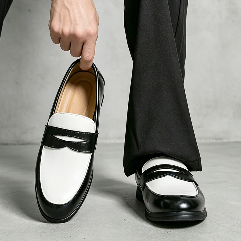 Fashion Brand Men Brand Loafers Casual Leather Shoes British Style Men's Comfortable Oxford Sole Anti Slip Pointed Leather Shoes