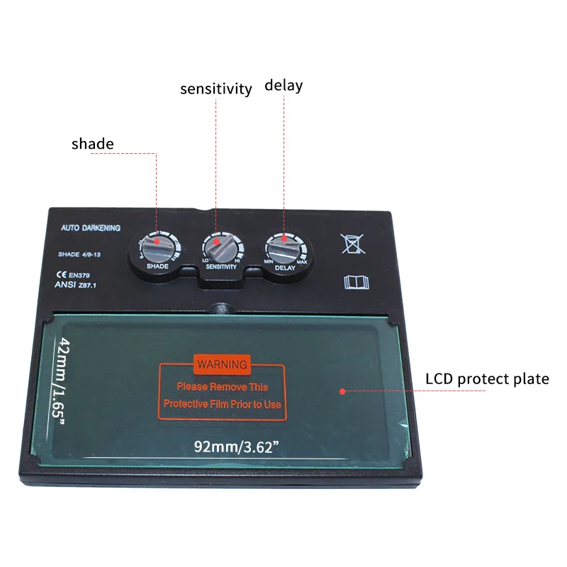 LI battery solar auto darkening/shading True color  welding filter lens for the welding mask and welding helmet