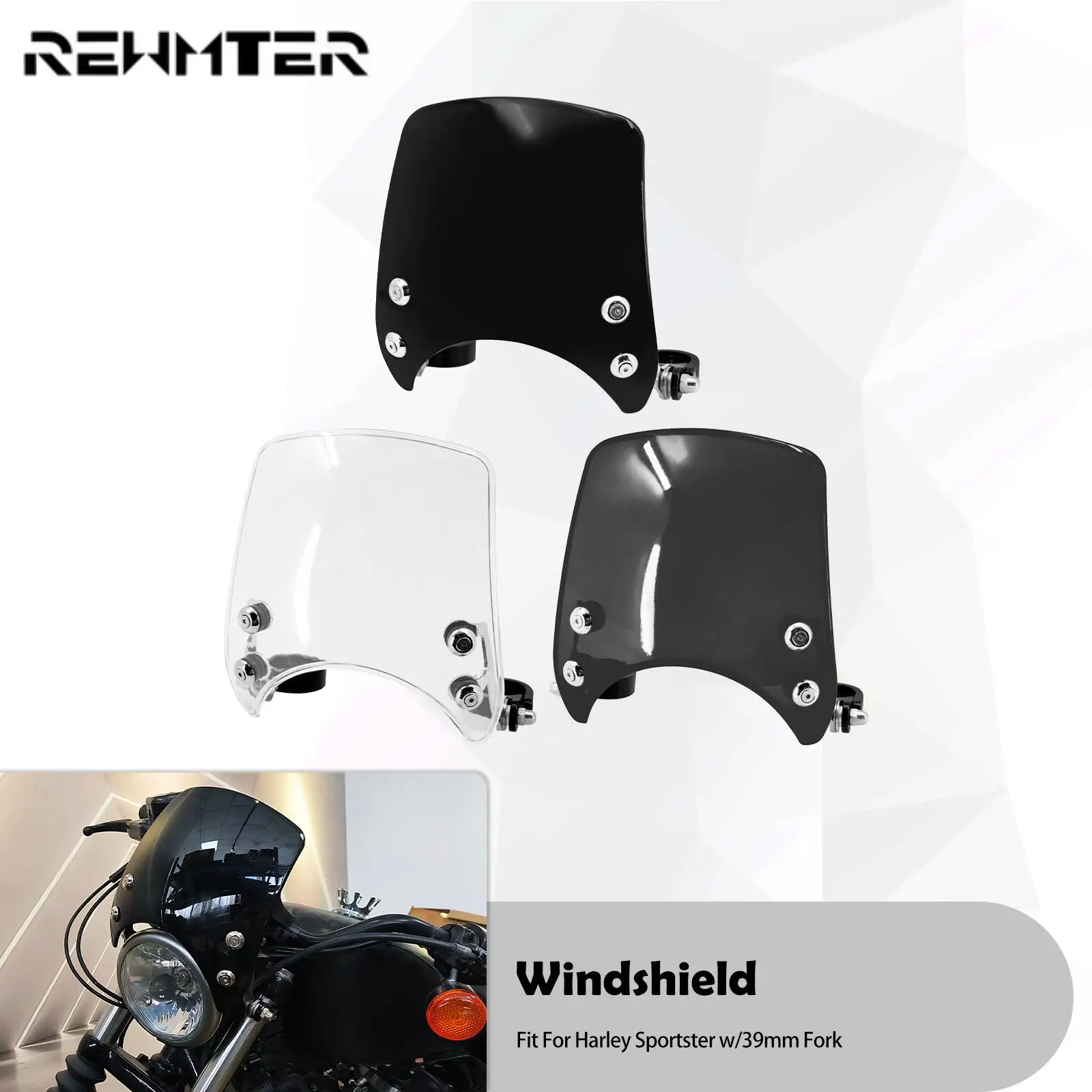 Motorcycle Adjustable Windshield Black Smoke Clear For Harley Sportster XL 1200 883 72 48 Iron 2004-Up 39mm-41mm Fork Windscreen 