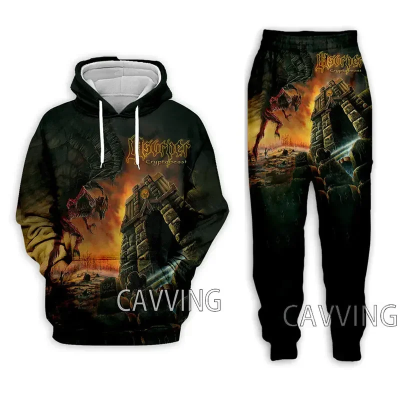 

New Fashion Women/Men's 3D Print USURPER Rock Hooded Sweatshirts + Pants Trouser Suit Clothes Two-Pieces Sets