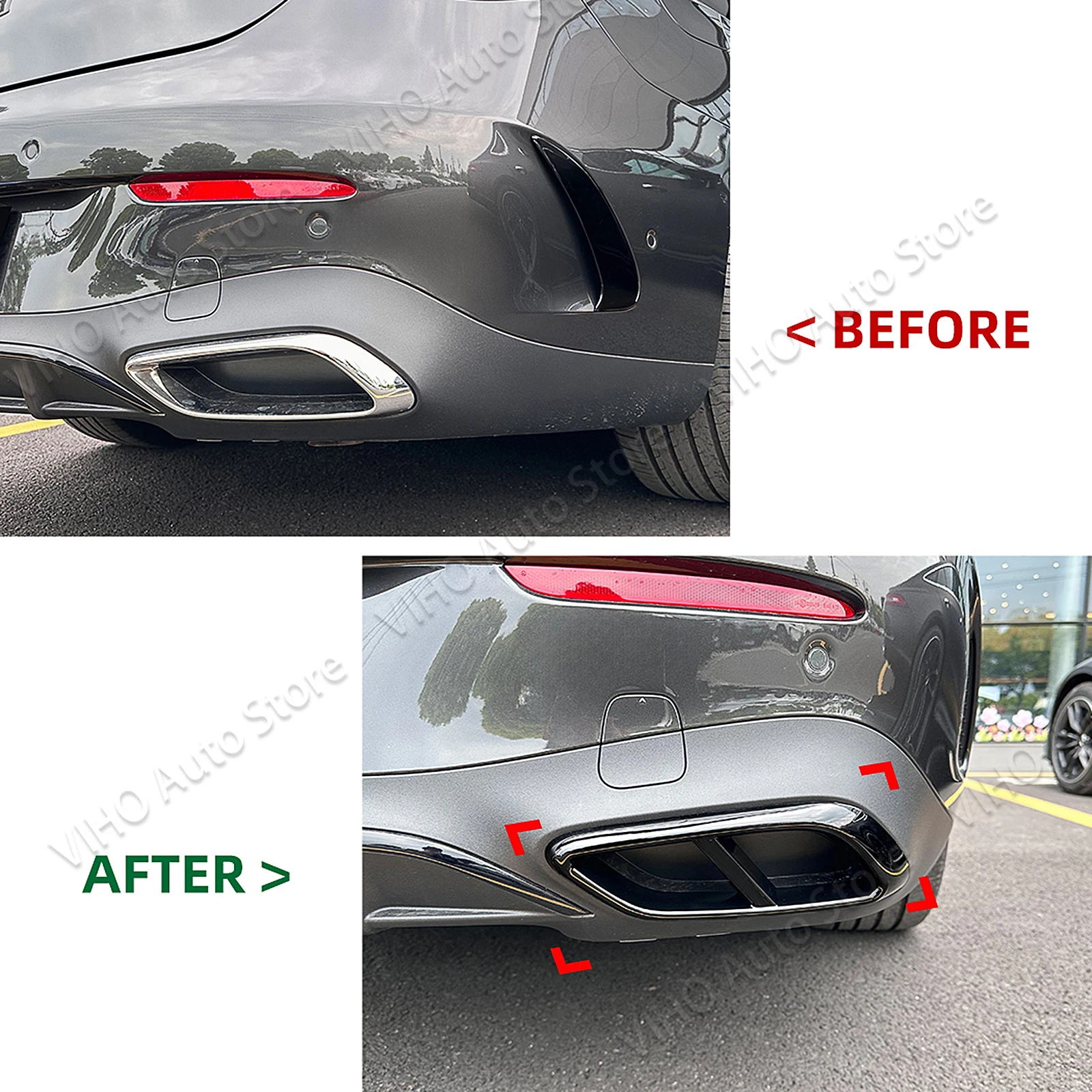 For Mercedes Benz CLE Coupe C236 2024+ AMG Car Outlet Tailpipe Exhaust Pipe Frame Cover Throat Lower Muffler Frame Sticker Trim