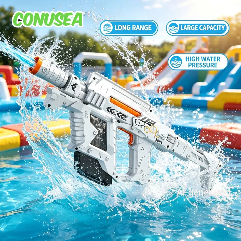 Electric Water Gun Fully Automatic Large Capacity High-pressure Jet Water Pistol Water Play Supplies Beach Pool Games Toys Kids