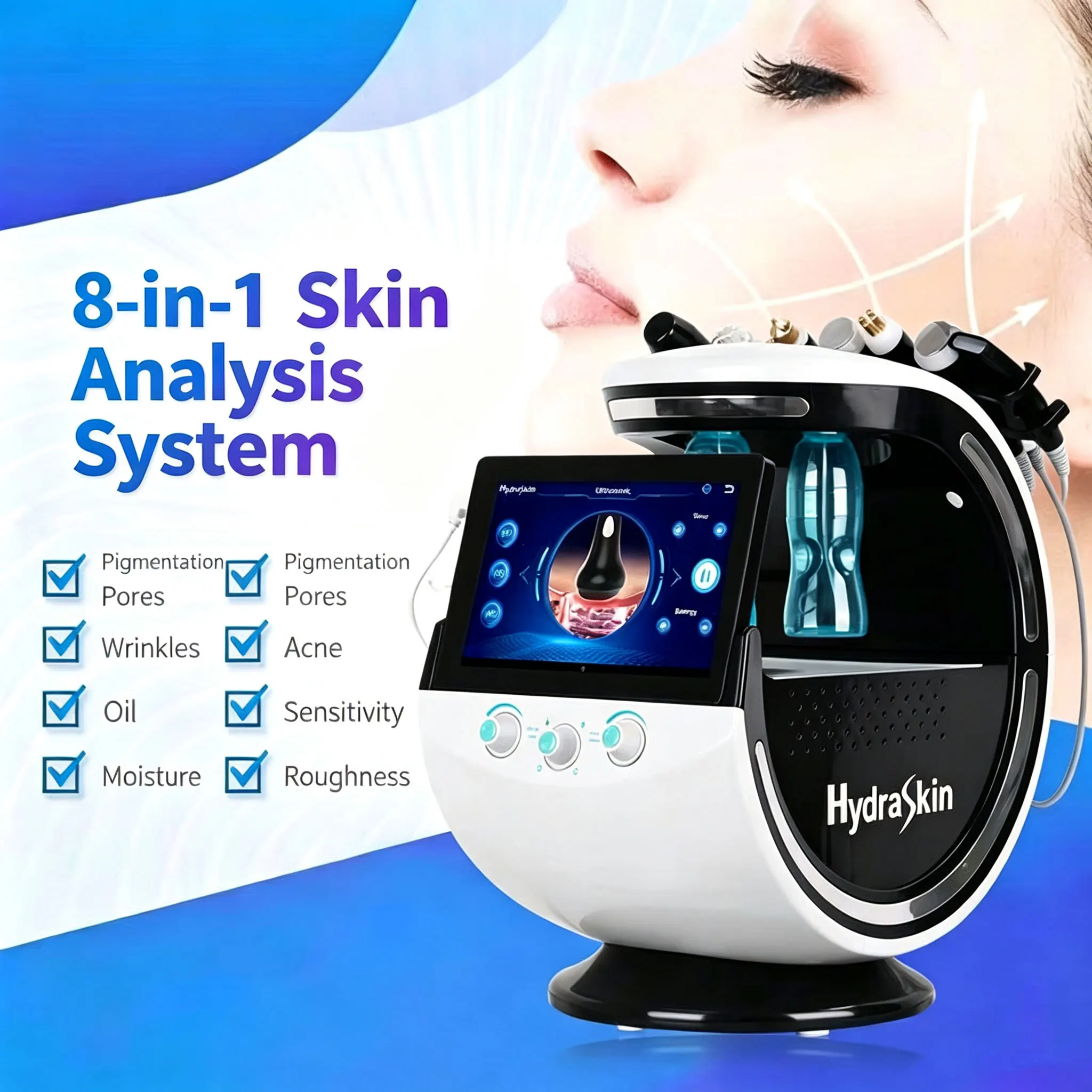7-in-1 Moisturizing Facial Care Device Ultrasonic Skin Rejuvenation and Grinding High Pressure Oxygen Deep Cleansing Facial Clea - view 2