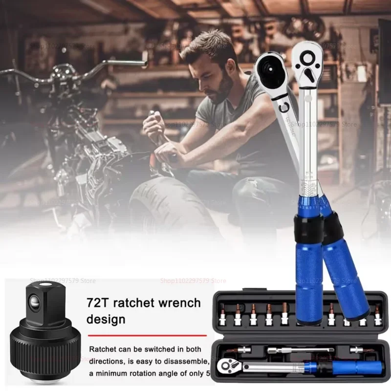 

15-Piece Bicycle Torque Wrench Set 1/4 Inch 2-24Nm Two-Way Bike Hex Wrench Tool Kit for Bicycle Repair and Maintenance