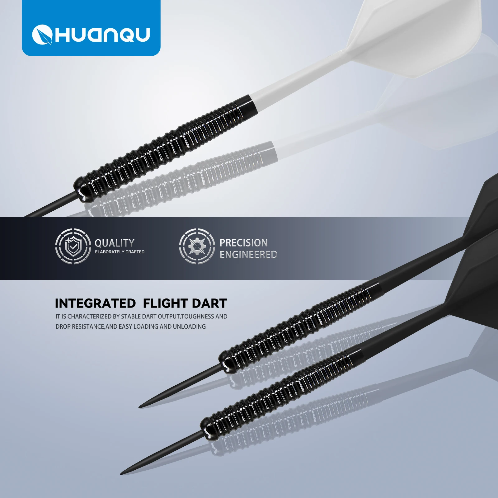 Huanqu Professional All-In-One Dart Set, Six-Piece Dart Set with Spare Aluminum Shaft Flights and O-Rings, Complete Accessories, Durable Standard Darts, Indoor and Outdoor Competition Training Game Supplies, Universal Dart Set, Perfect Holiday Gift