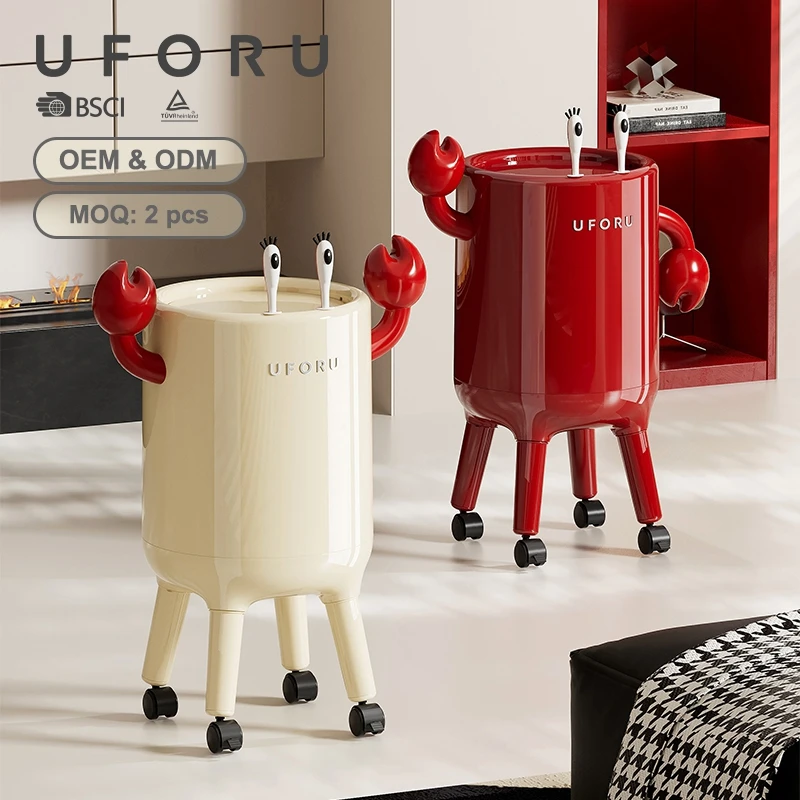 UFORU 360 °   Rollbarer Abfalleimer mit verstecktem Behälter, doppelwandiger Federdeckel-Mülleimer für Schlafzimmer, Wohnzimmer