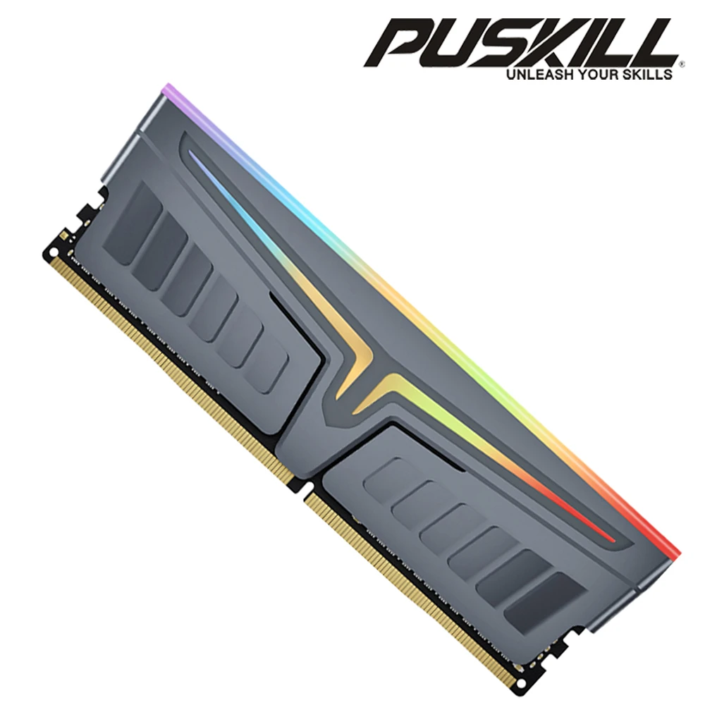 PUSKILL DDR4 RGB Desktop Memoria 8gb 16gb 3600MHz 3200MHz 1.35V Ram XMP2.0 Heat Sink UDIMM Dual Channel For Computer Memory