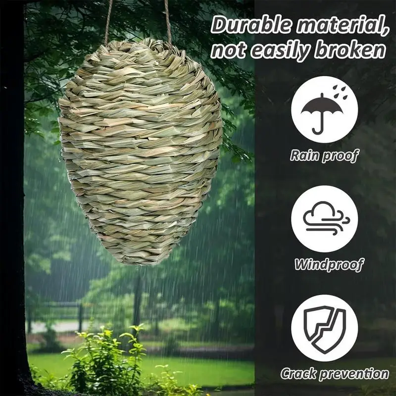 Fake Wasp Nest Fake Bees Hornet Nest Traps Hangable Woven Decoration Artificial Bee Hive For Porch Patio Orchard Outdoor Garden
