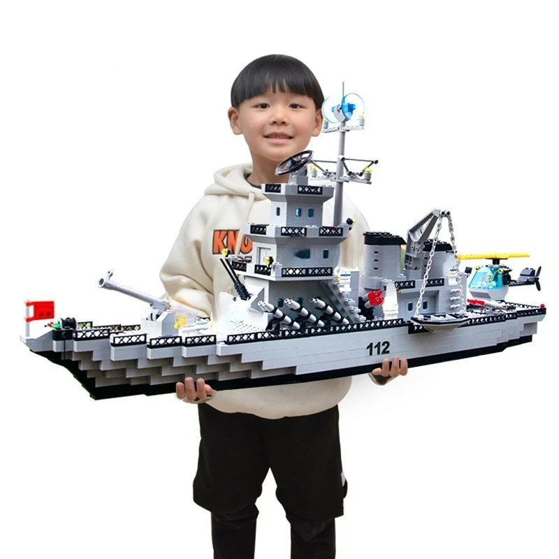 1560pcs Model Warships Building Blocks Construction Navy Battleship Army Boat Aircraft Bricks Toys for Children Gift