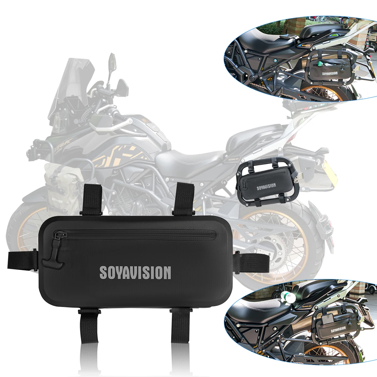 

Водонепроницаемая сумка на раму мотоцикла, боковая сумка 2,5 л, сумка для инструментов, подвесная сумка для мотоцикла, сумка для ремонта бампера, сумка для размещения инструментов