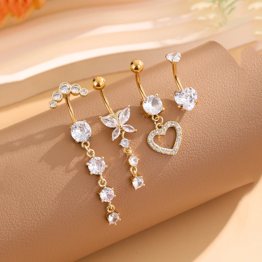 3-5pcs Mixed-Style Sets Dangle Belly Button Rings