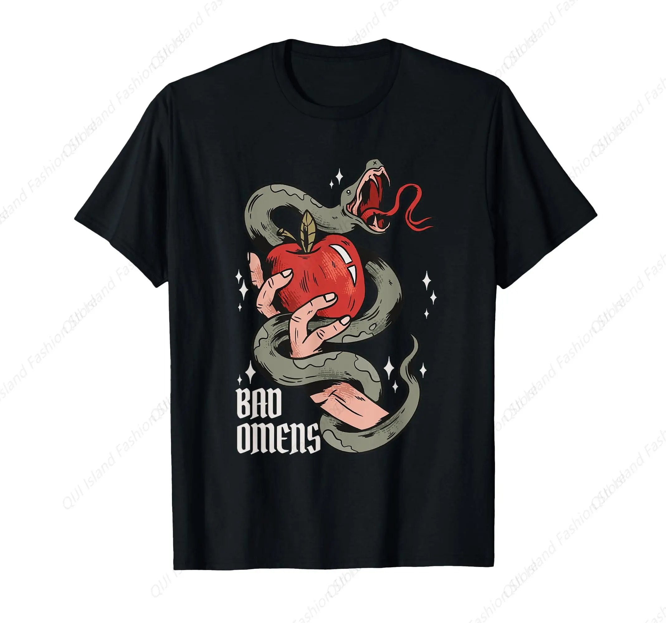 

Interesting Bad Omens Apple And Snake Bad Omens T-Shirt