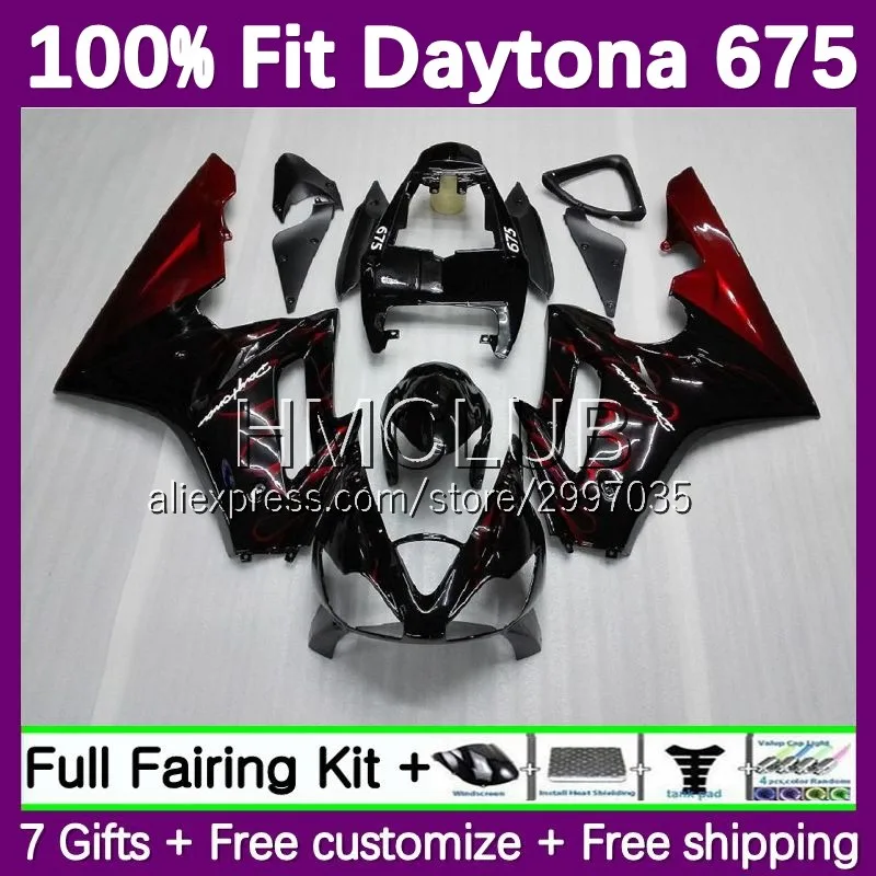 Fairing Kit For Triumph Daytona 675 R 675R CC 09 10 11 12 86No.3 Daytona675 2009 2010 2011 2012 Injection Bodywork Red Flames