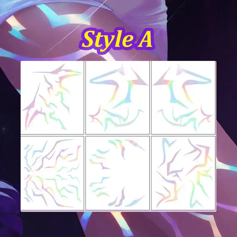 Pegatinas de tatuaje de cazador de demonios K-POP, tatuaje temporal de Cosplay Rmi Jiu para cara, brazo, cintura, pecho, pegatina de arte corporal de fiesta K-pop