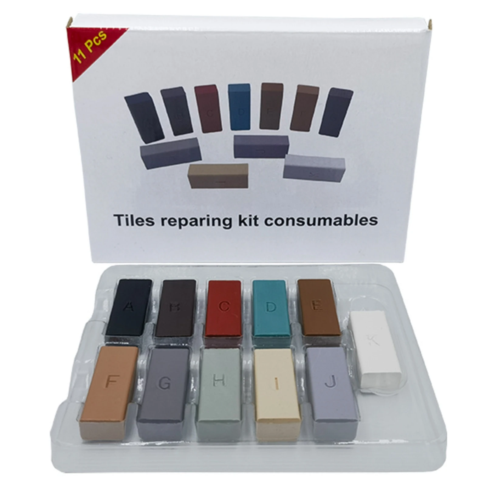 11 Pieces Surface Repair Putty Blocks Clear Tray Tile Repair Kit Putty Block Kit DIY Friendly Strong Adhesion view 4