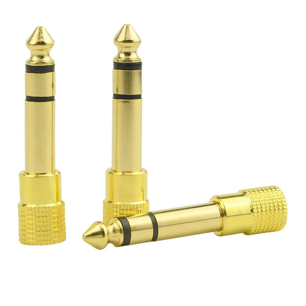 1 Uds conector de cabeza de auricular enchufe 6,35mm macho a 3,5mm hembra conector de Audio para auriculares estéreo de cobre chapado en oro convertir