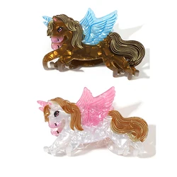 Creative Funny Horse Acrylic Hair Clip Claw For Women Girls Fashion Animal Geometric Plastic Party Hair Accessories Tool