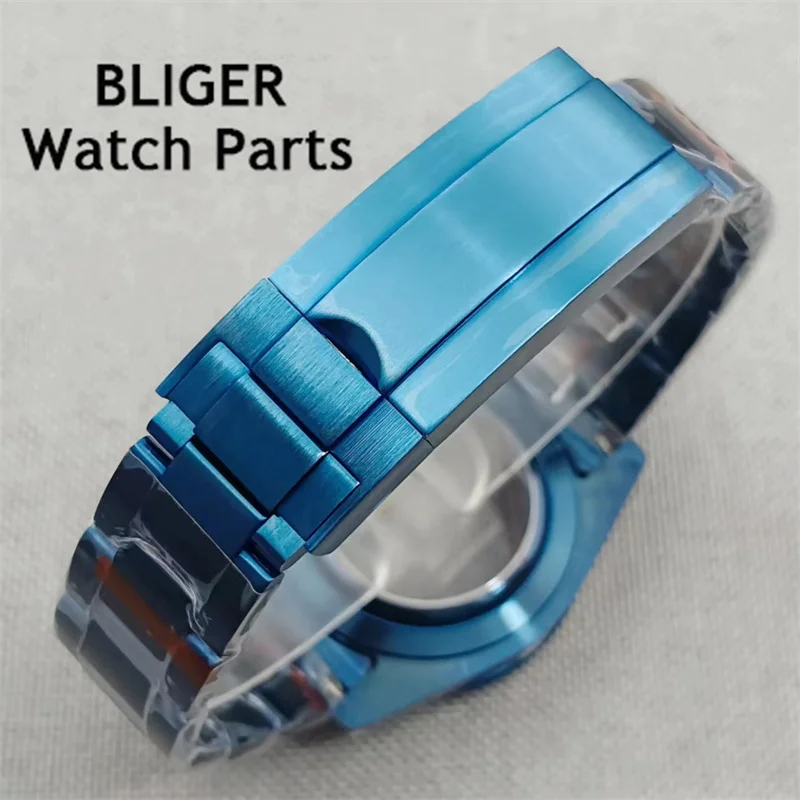 Caixa de mergulho em vidro safira, pulseira jubileu, fivela deslizante, ajustável para NH35, NH36, NH34, 2824, 2836, PT5000, 40m