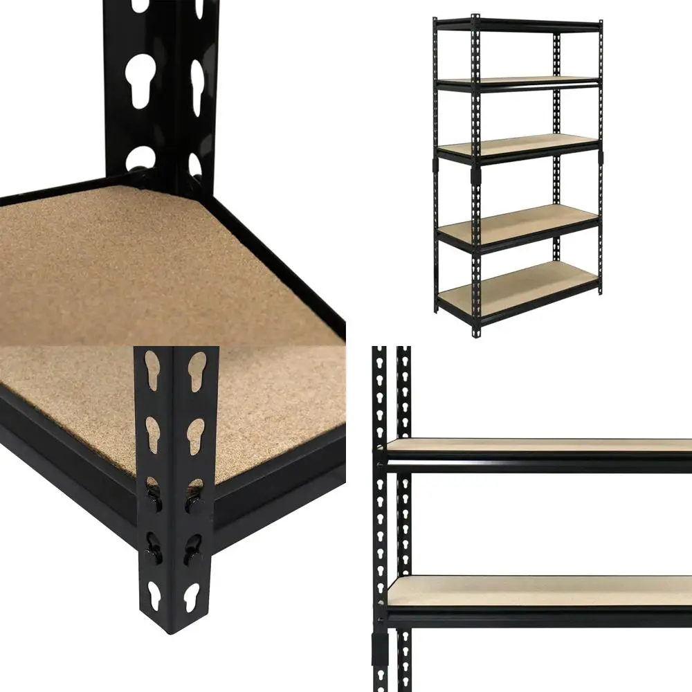 

Стеллаж стальной 30x60 см, 5-ярусный, регулируемый, для использования в помещении и на улице: идеально подходит для складов, прачечных и гаражей