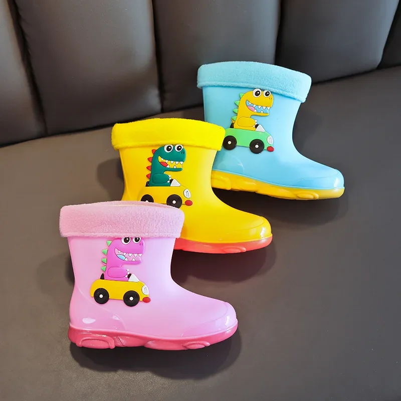 botas lluvia Kid boot FourSeasons Baby kid Rain boot Waterproof Anti Slip kid rubber boot with Plush Warm Cartoon kid Water boot