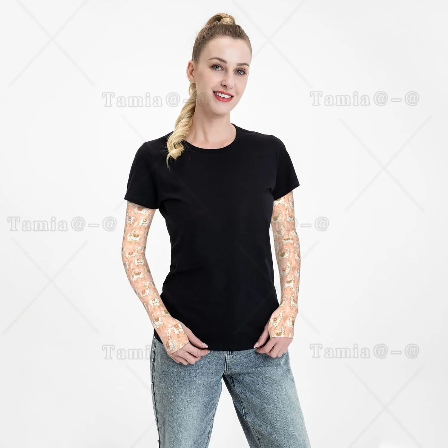 Cooling Arm Sleeves for Men Women Uv Protection Exotic Cartoon Cute Alpaca Cactus Tattoo Sleeves to Cover Arms for Women Men