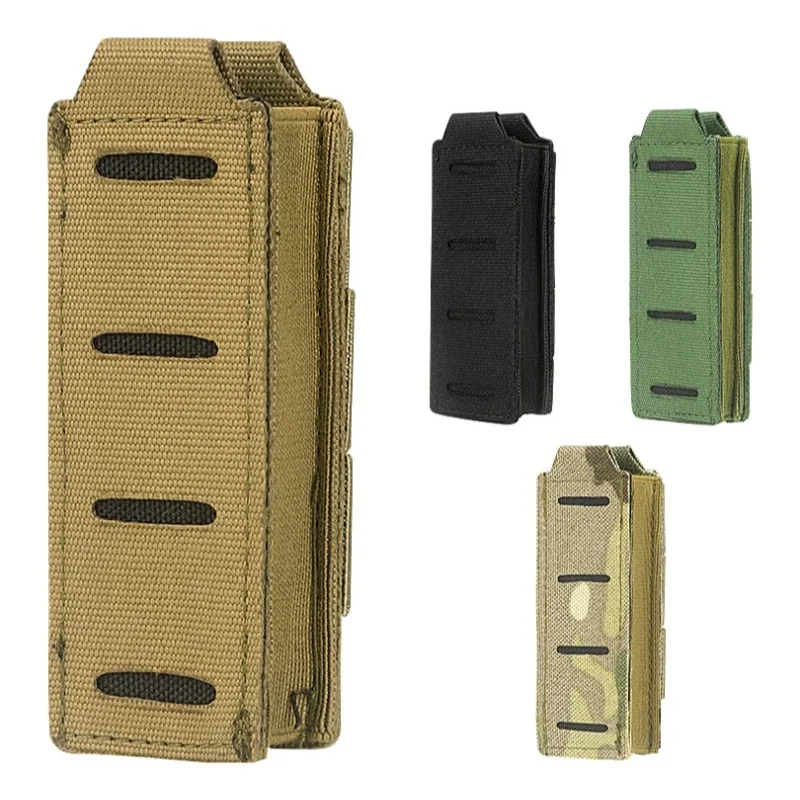 Laser Cut Molle 9mm Magazine Pouch for Glock 17 M9 Single Mag Bag Flashlight Pouch Knife Holster Hunting Gear