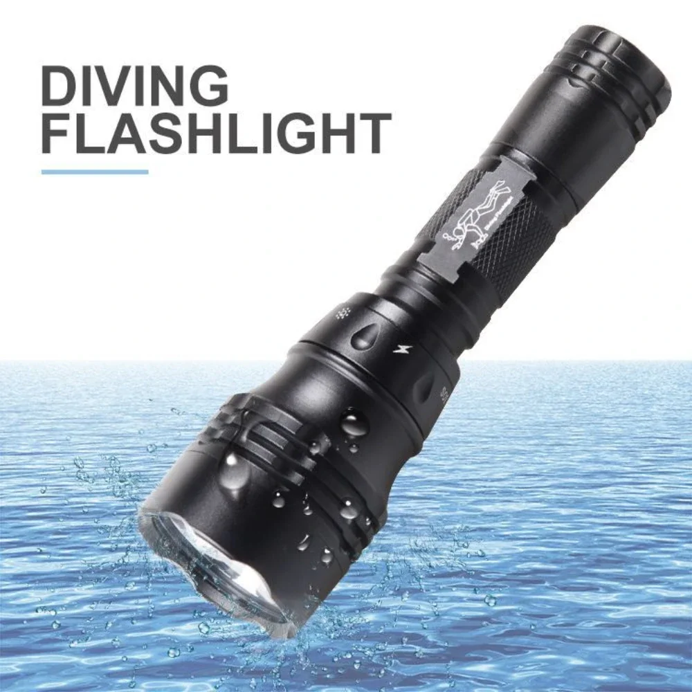 Super Bright Diving Flashlight with Magnetic Switch 3000lm XHP50.2 LED Torch 21700 Battery