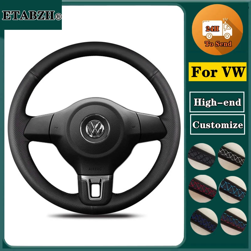 

Braid Microfiber Leather Car Steering Wheel Cover For Volkswagen VW Golf 6 Mk6 Polo MK5 2010-2013 Steering Wrap Car Accessories