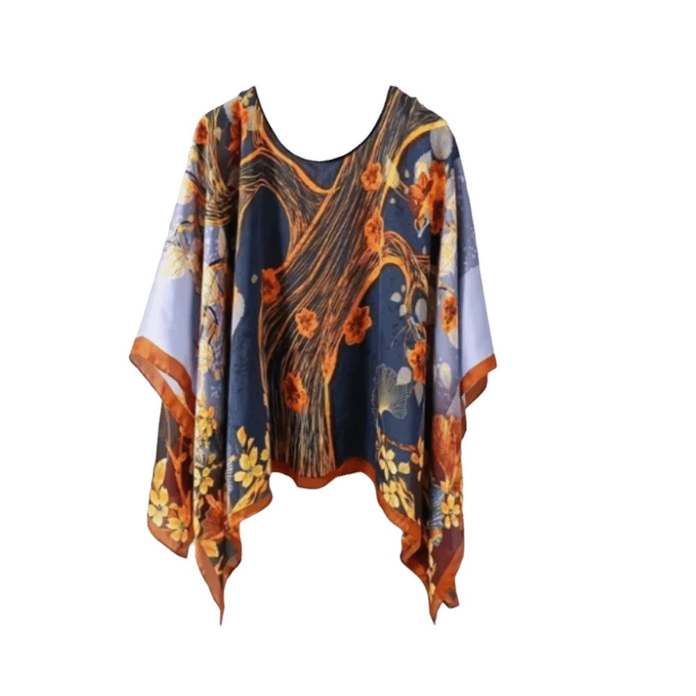 

Свободный пончо-шарф из тонкого полиэстера с принтом, имитация шелка, удобный пуловер, защита от солнца, универсальный женский шарф
