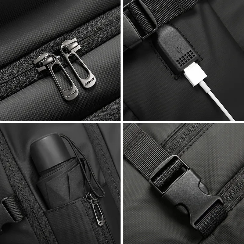 BANGE zaini da viaggio ricaricabili USB di grande capacità da uomo zaino per Laptop da 15.6 pollici borsa da esterno impermeabile per uomo