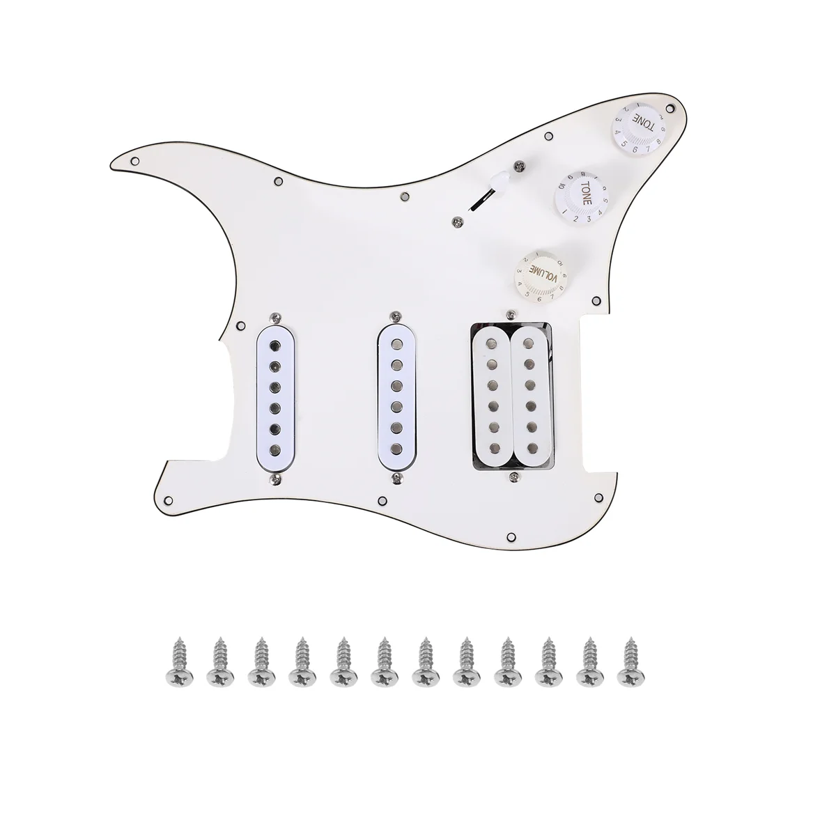 Электрическая Гитара Pickguard Pickups загруженная Предварительно Проводная царапина в сборе 11 отверстий SSH белая