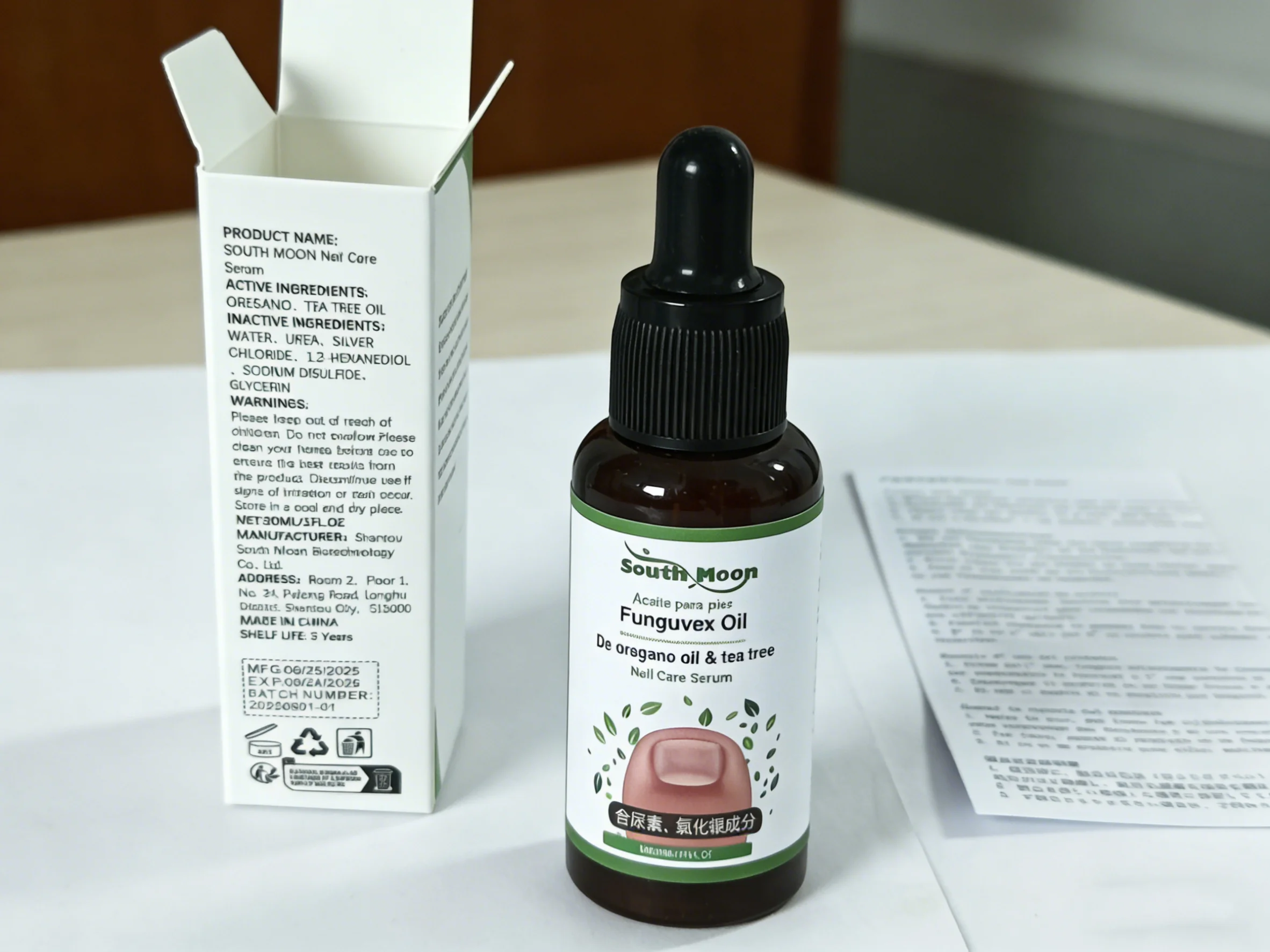 Nagelverzorgingsessentie, zachte cosmetische voet- en nagelbehandeling met oregano-olie en Tea Tree Oil-formule, essentiële oliën voor voeten, 30 ml