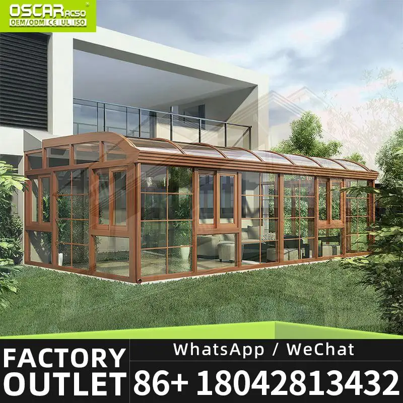 Customized DoubleHipped Four Season Freestanding Triangular Ridge Sunroom Glass House for Garden Patio Backyard sunroom