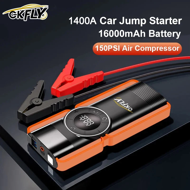 

GKFLY 16000mAh Portable Power Bank 1400A Jump Starter Car Booster 12V Auto Starting Device Emergency Car Battery Starter