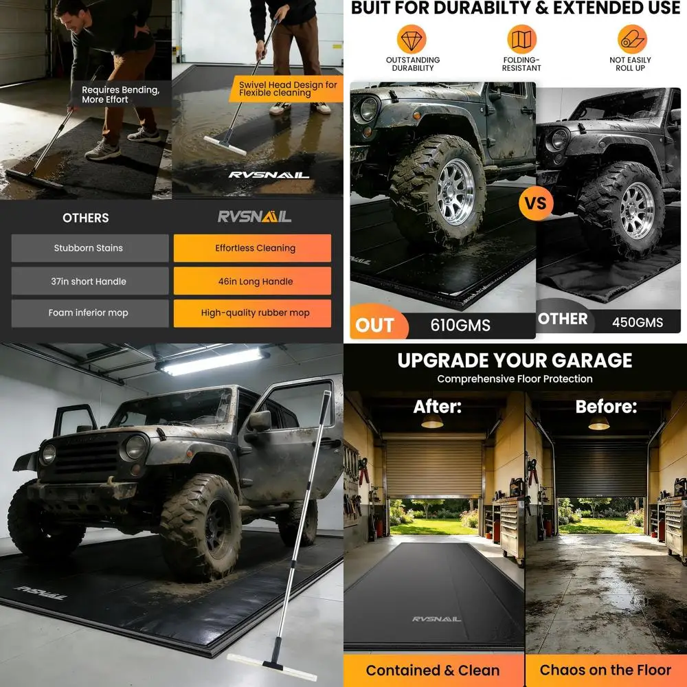 

Heavy-Duty 1.2 Thick Garage Floor Mat, 8.5' x 20', Waterproof PVC with High Elastic Sponge, Non-Slip Surface, Includes Squeegee