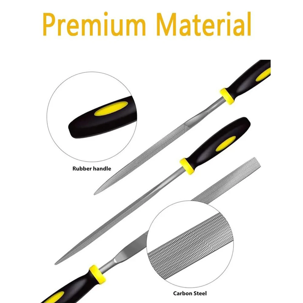 Neues Premium-Nadelfeilen-Set, Feilen aus Kohlenstoffstahl mit rutschfesten, ergonomischen Griffen für präzises Feilen auf Holzmodell aus Kunststoff – Detail 3