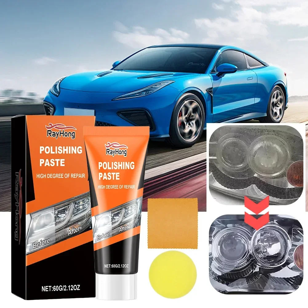 Scratch Remover Sponge&Towel Refurbish Compound Motorcycle Car Light Polisher Cleaning Paste Scratch Remove Refurbishing Tools