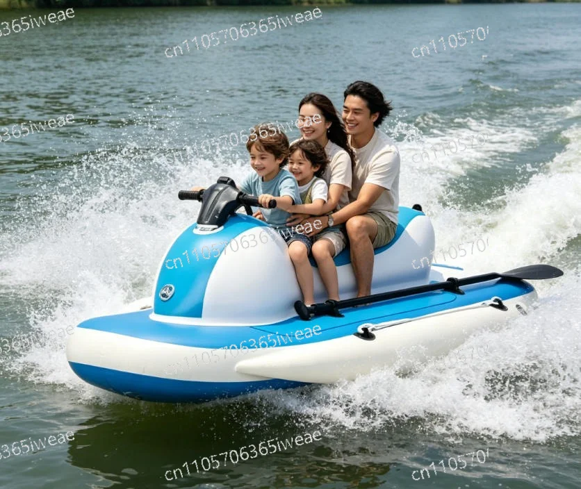 

CAMORO Remote Control Electric Inflatable Jet Speedboat Water Float with Electric, Underwater Skateboard