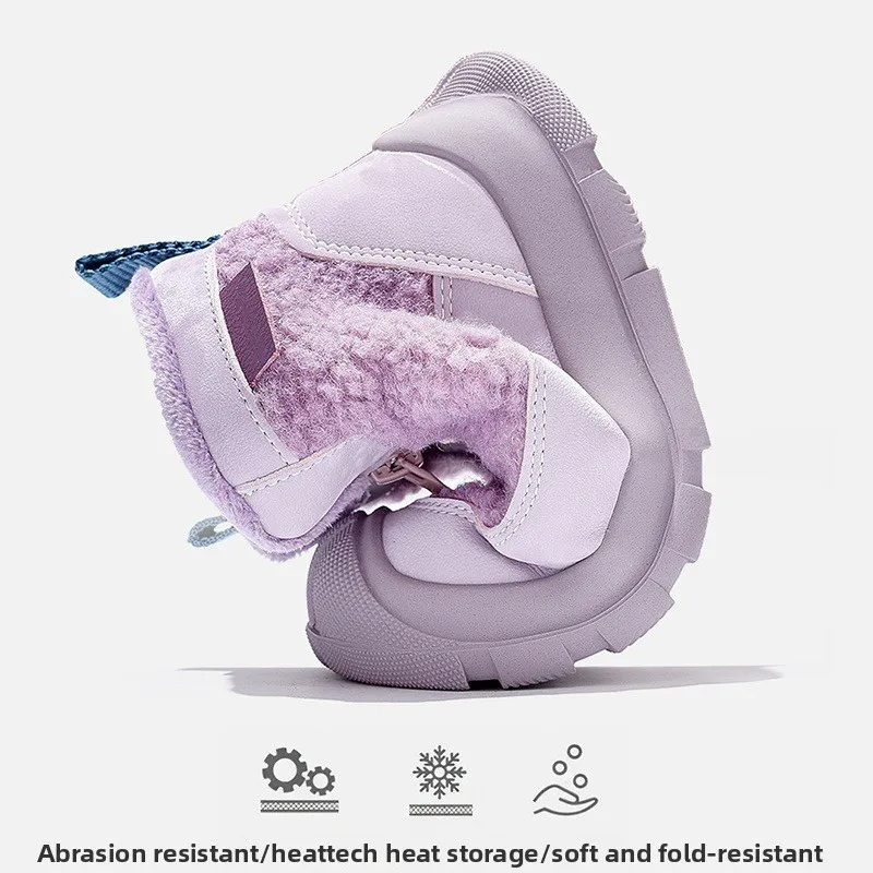 2026 New Thick Fleece Warm Baby Girls Snow Boots Waterproof Non‑Slip Winter Children Shoes for Little Girls