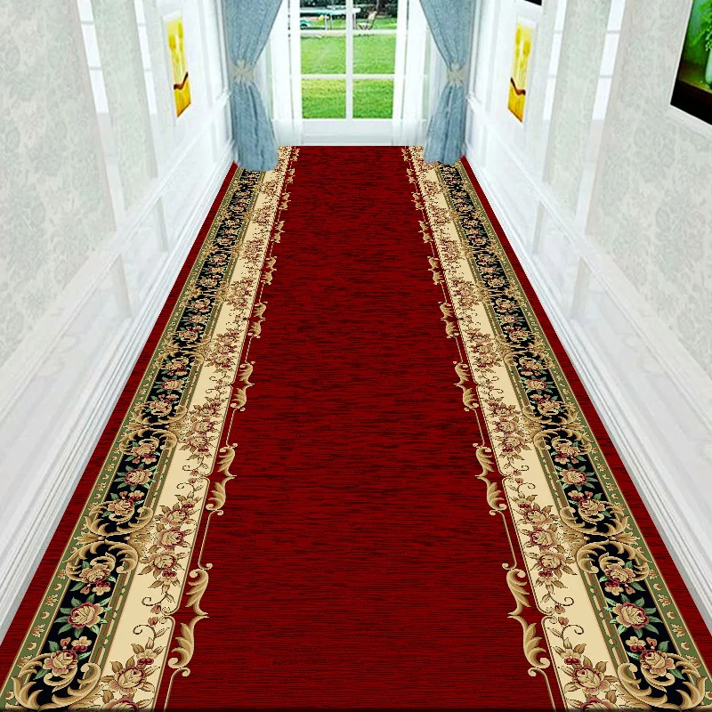 Chinese Style Hall Long Corridor Carpet Runners Wedding Red Hotel Passageway Entrance Mats Aisle Home Customizable Stairway Rug