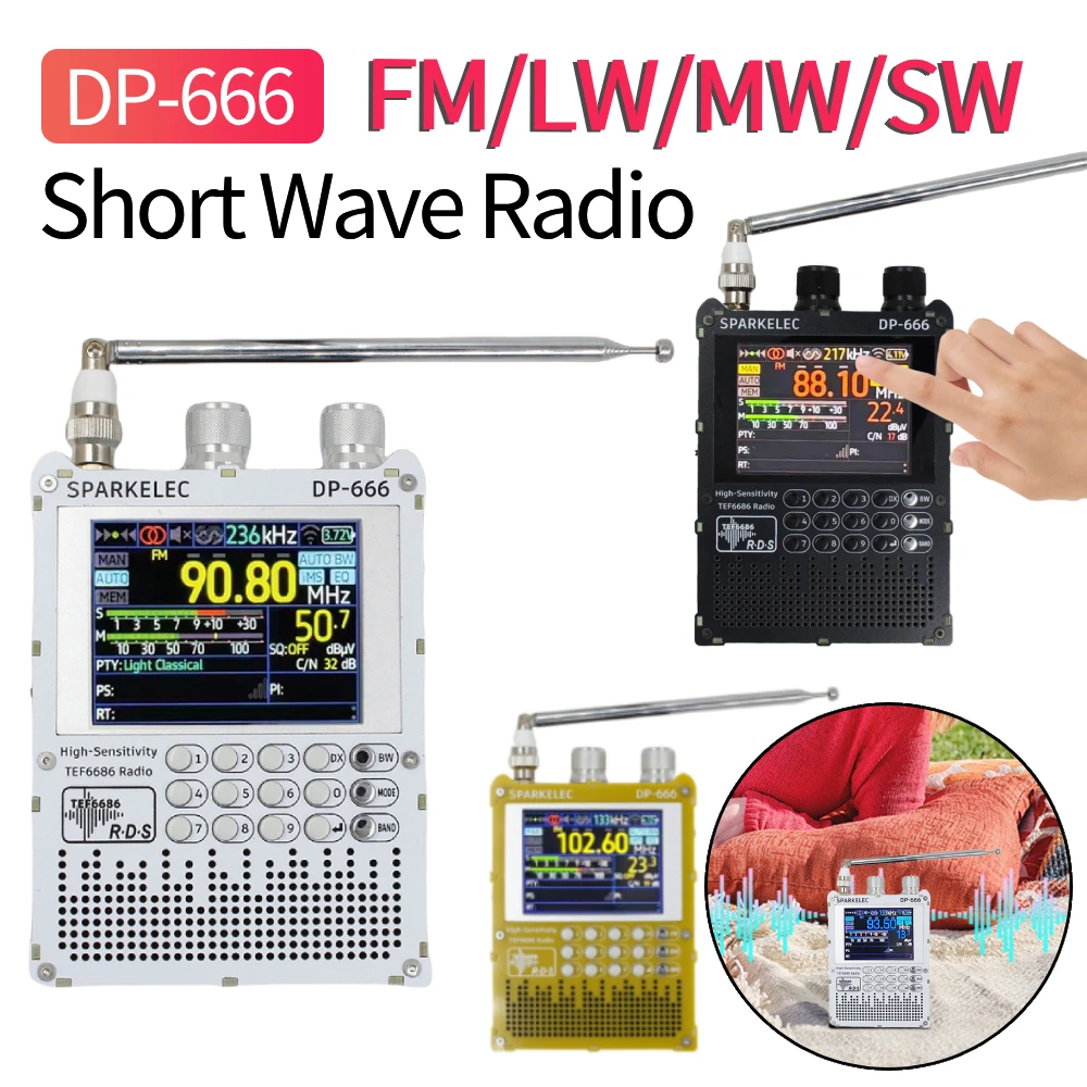DP-666 TEF6686 حساسية عالية كامل النطاق FM AM راديو الموجة القصيرة مع شاشة LCD DSP راديو محمول كامل النطاق