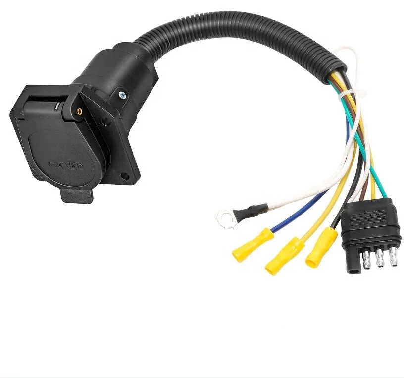 Harness Kabel Adaptor Trailer RV 4-Way Flat ke 7-Way Round