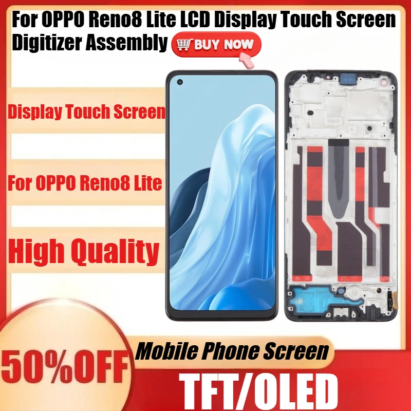 New TFT/OLED For OPPO Reno8 Lite LCD Display Touch Screen Digitizer Assembly For Oppo Reno 8 Lite Display
