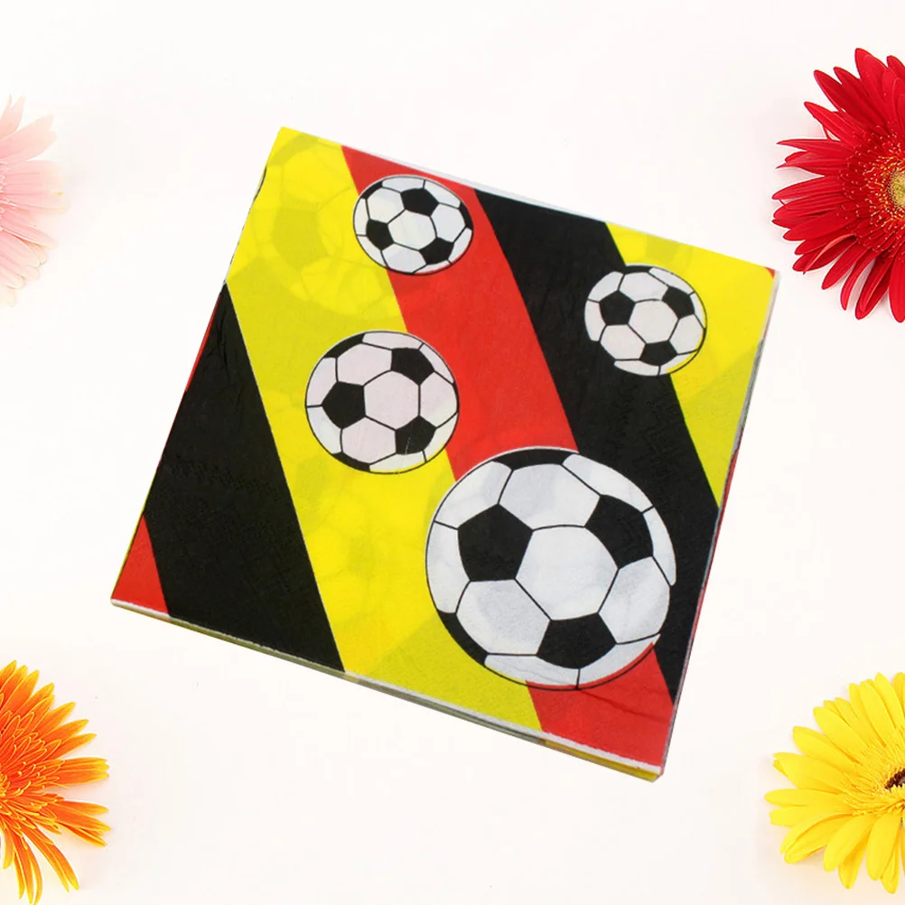 Football Printed Napkin Colorful Paper Tissue For Soccer Party Restaurant Hotel Banquet Tableware Decor Supplies