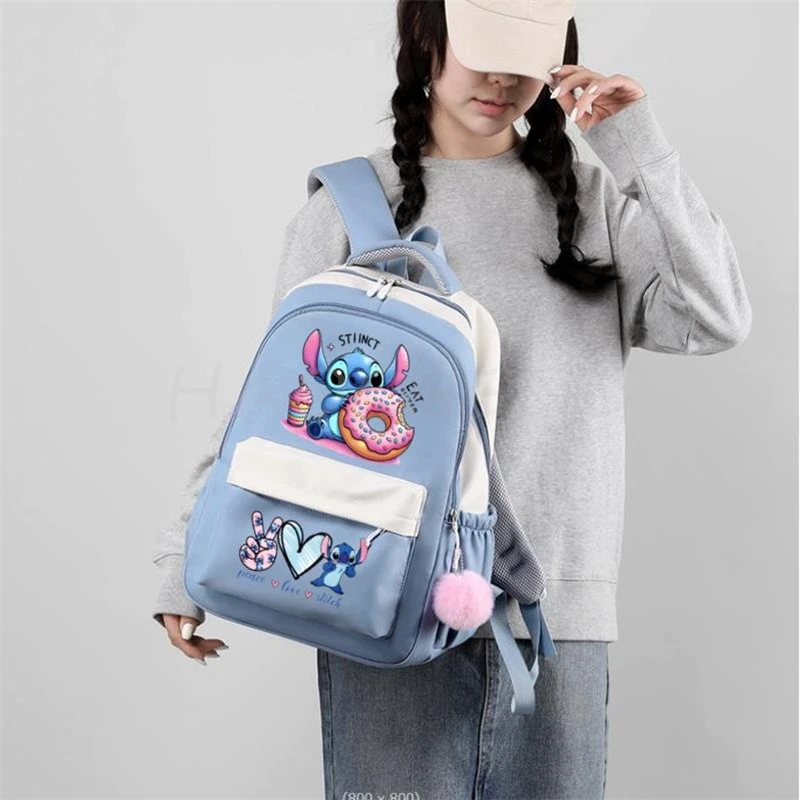 Fashion MINISO Disney Stitch Backpack Teenager Girls Boys BookBag Laptop Rucksack Cute Junior School Student School Bag Mochila