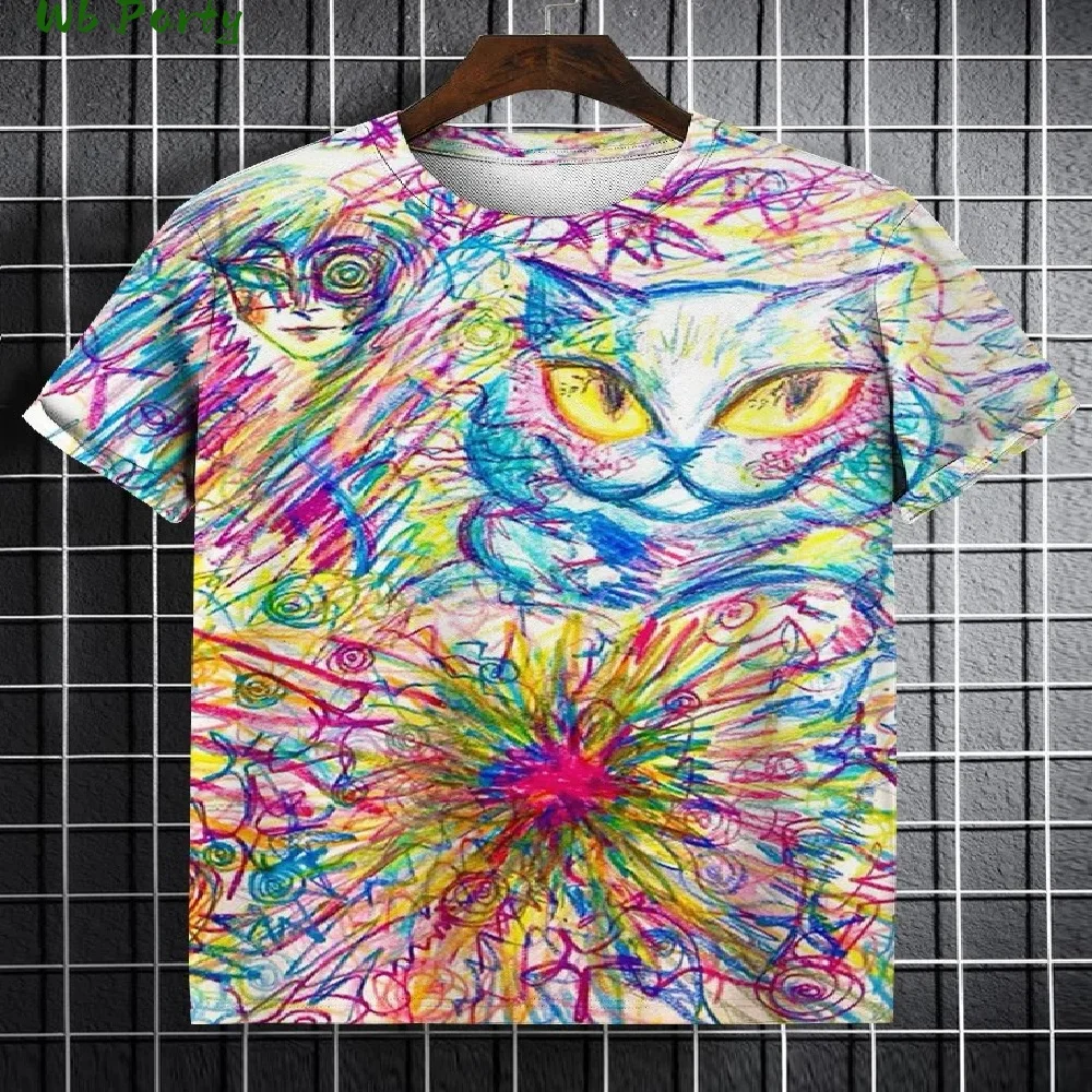 

Новая модная мужская футболка с узором, летние дышащие мужские топы с трендовым принтом, мужская футболка с коротким рукавом, повседневная мужская одежда с 3D принтом