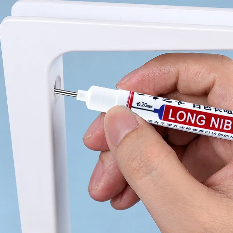 Long Headed 20mm White Marker Pens Fine Tip, Non-Toxic, Quick-Dry Alcohol Drawing, Graffiti,Wood Deep Hole for Metal, Wood image 4