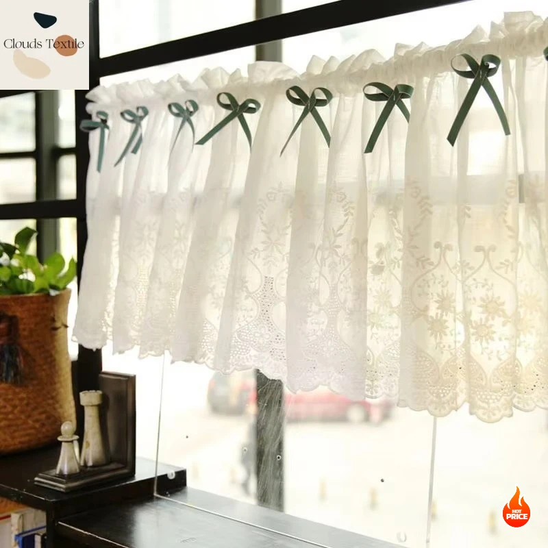 

American Country Half Curtains Partition Door Curtains Kitchen Short Curtains Korean Coffee Tulle Decorative Header