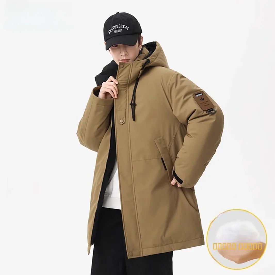 

Мужское утепленное пуховое пальто средней длины, зимнее, морозостойкое, выше колена, с большим хлопковым наполнителем, для суровых зим на Северо-Востоке