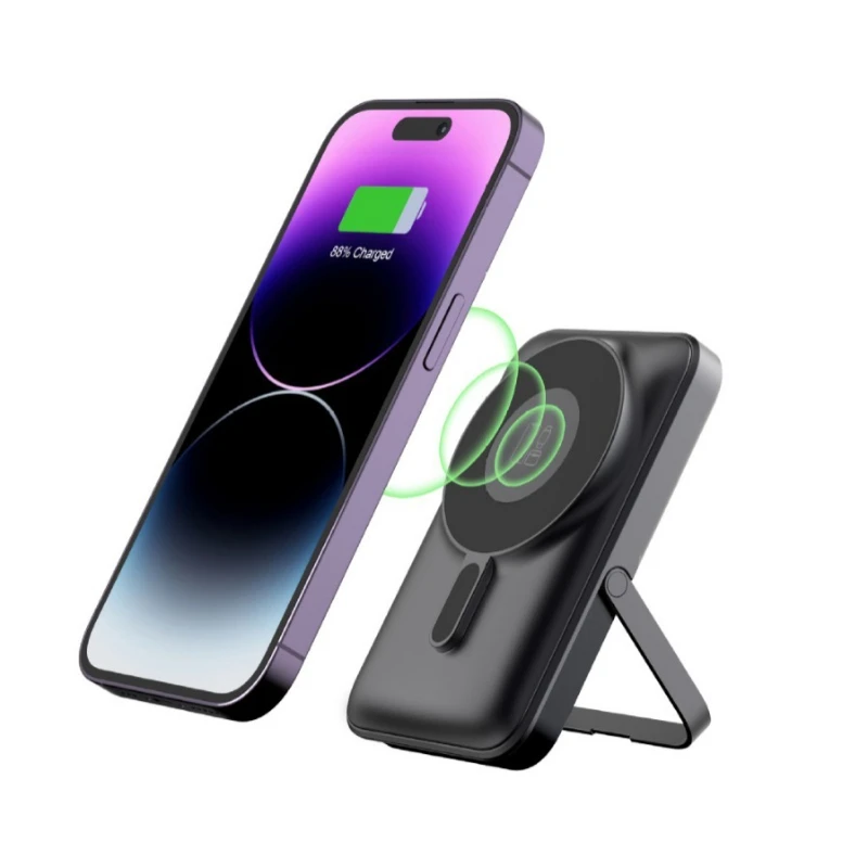 

Magnetic 10000mAh Power Bank Wireless Charger PD 20W Fast Charging Portable with Bracket External Battery Pack Power Bank